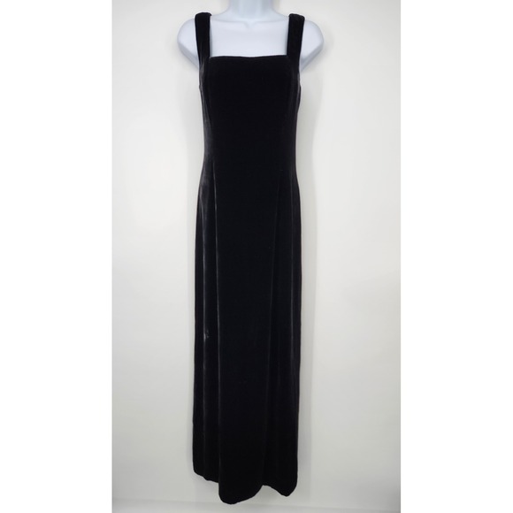 Brooks Brothers Black Velvet Maxi Dress Size 6 Glam NYE Evening Formal Holiday - Picture 1 of 7